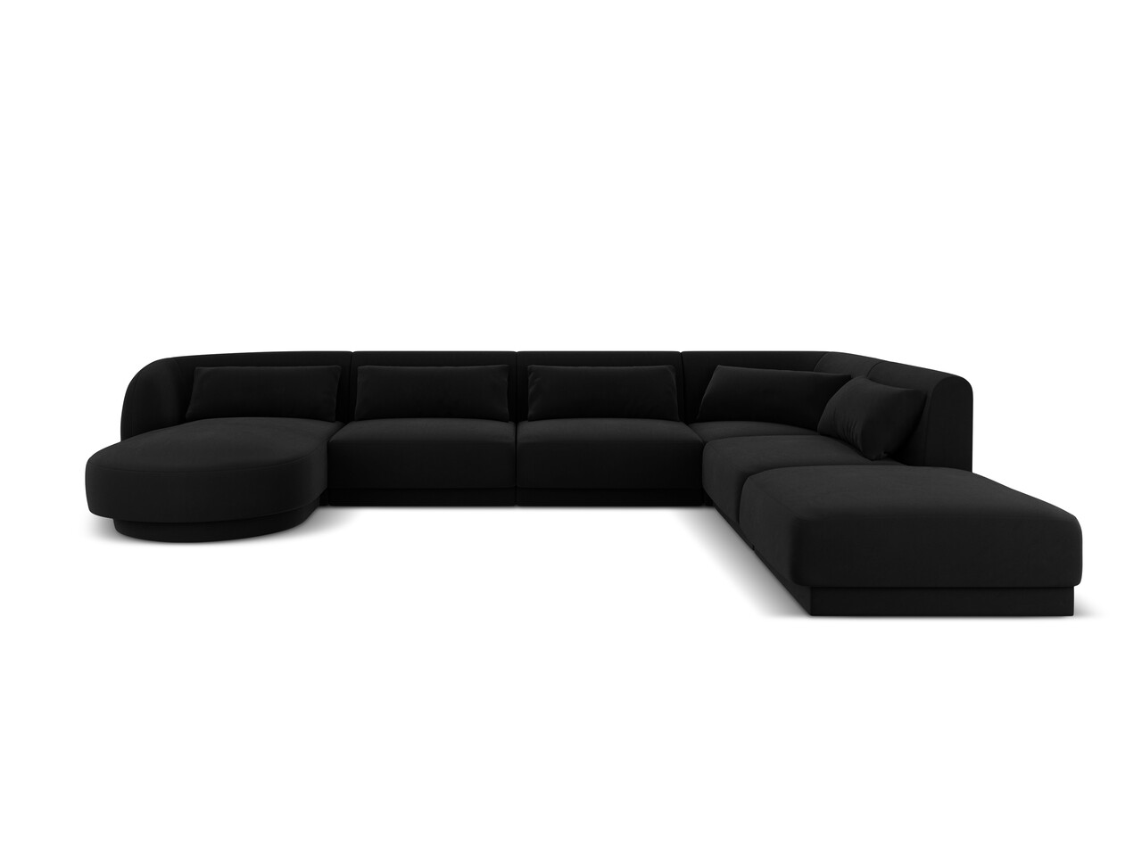 Coltar panoramic dreapta 6 locuri, Tulum, Cosmopolitan Design, 330x255x70 cm, catifea, negru - imagine 6